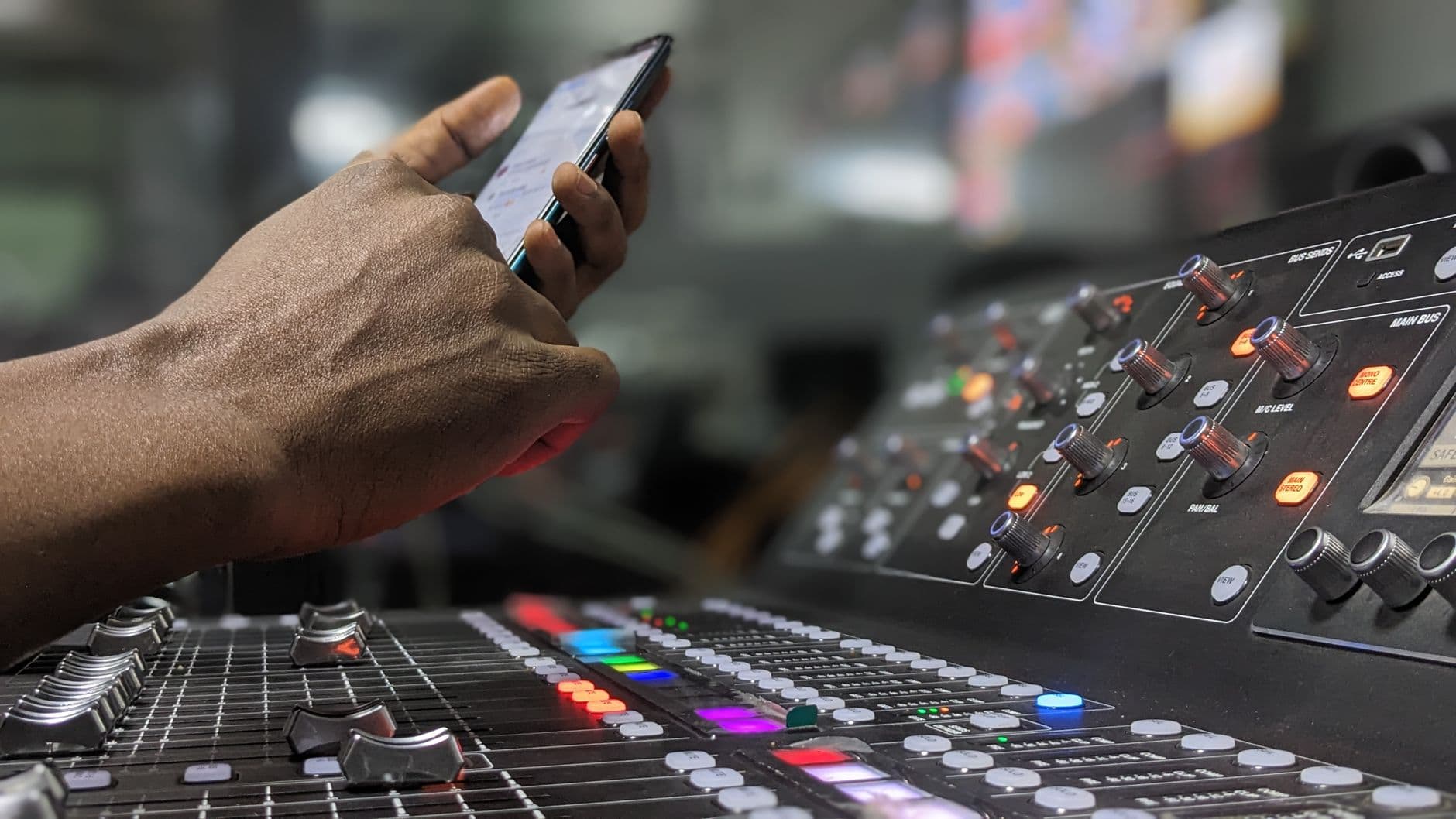 A smartphone screen showing an audio waveform while recording